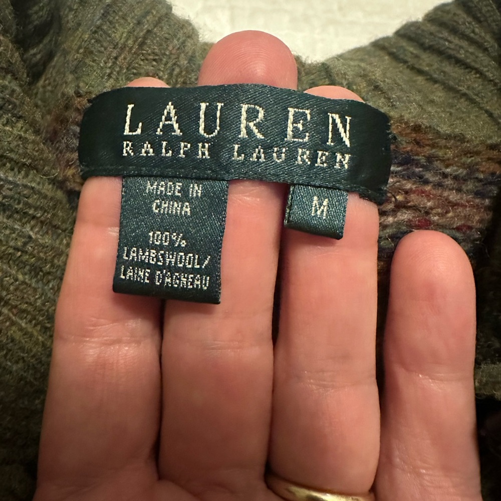 Ralph Lauren Olive Patterned lambswool long cardigan sweater coat - Picture 4 of 7